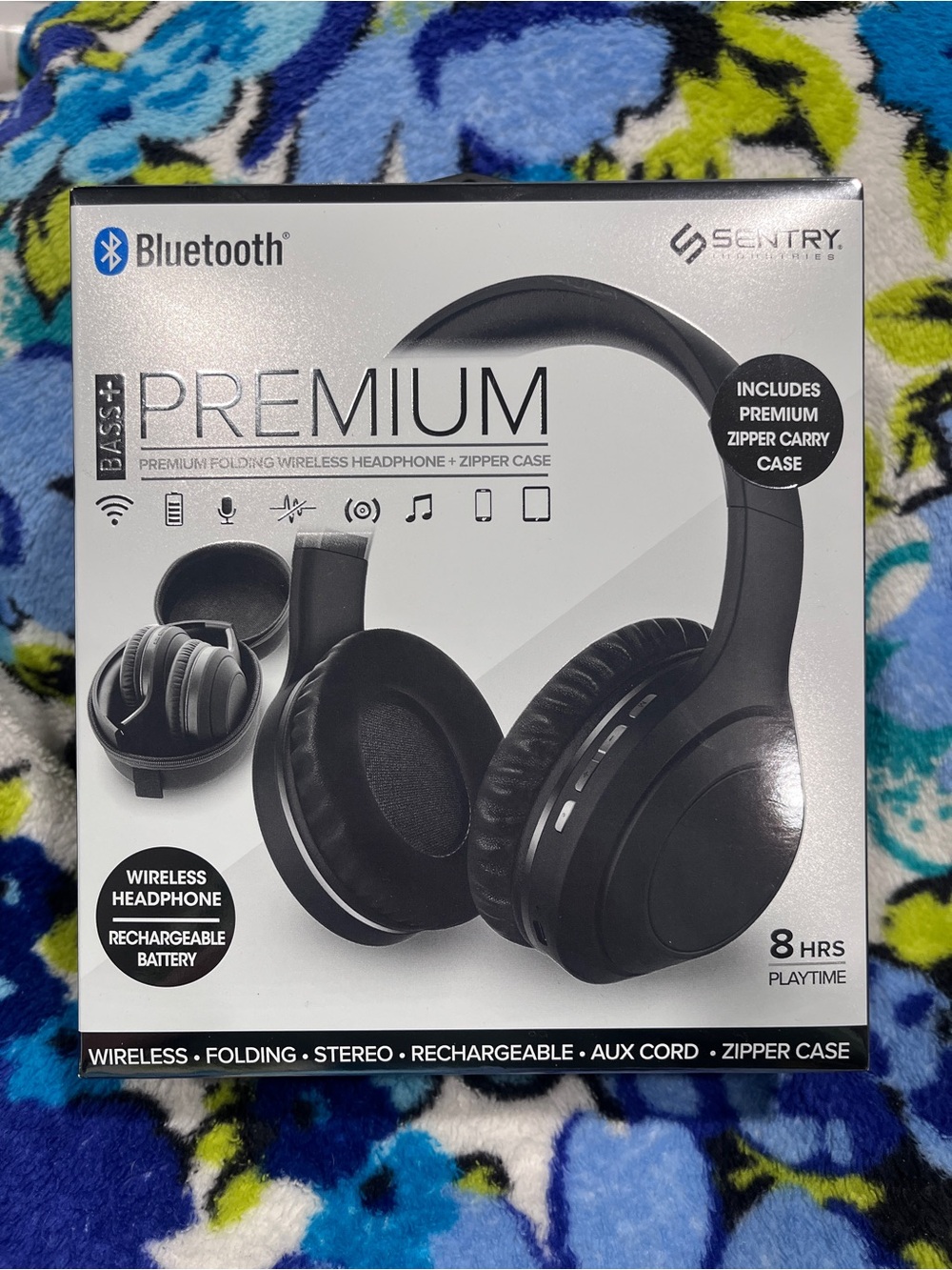 Sentry Premium Bluetooth Folding Headphones with case - NEW - Black